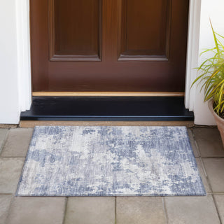 Piper Looms Chantille Abstract ACN2142 Denim Machine Washable Area Rug Scatter Outdoor Lifestyle Image Feature