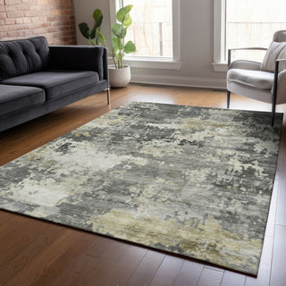 Piper Looms Chantille Abstract ACN2142 Pewter Machine Washable Area Rug Lifestyle Image Feature
