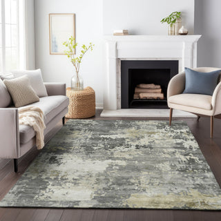 Piper Looms Chantille Abstract ACN2142 Pewter Machine Washable Area Rug Lifestyle Image Feature