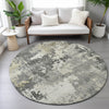Piper Looms Chantille Abstract ACN2142 Pewter Machine Washable Area Rug Round Lifestyle Image Feature