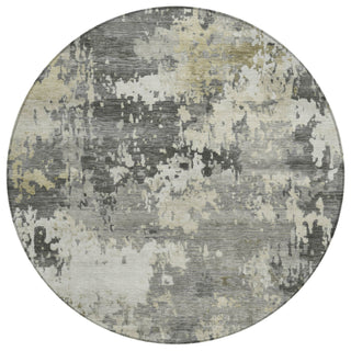 Piper Looms Chantille Abstract ACN2142 Pewter Machine Washable Area Rug Round Main Image