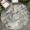 Piper Looms Chantille Abstract ACN2142 Pewter Machine Washable Area Rug Round Outdoor Lifestyle Image Feature