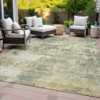 Piper Looms Chantille Abstract ACN2142 Sage Machine Washable Area Rug Outdoor Lifestyle Image Feature