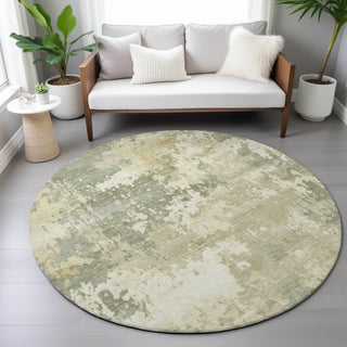 Piper Looms Chantille Abstract ACN2142 Sage Machine Washable Area Rug Round Lifestyle Image Feature