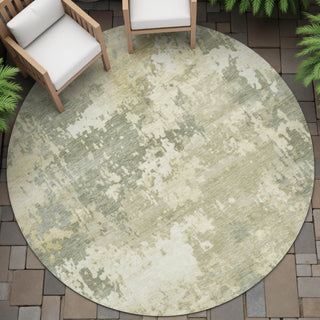 Piper Looms Chantille Abstract ACN2142 Sage Machine Washable Area Rug Round Outdoor Lifestyle Image Feature