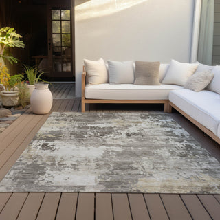 Piper Looms Chantille Abstract ACN2142 Taupe Machine Washable Area Rug Outdoor Lifestyle Image Feature