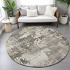 Piper Looms Chantille Abstract ACN2142 Taupe Machine Washable Area Rug Round Lifestyle Image Feature