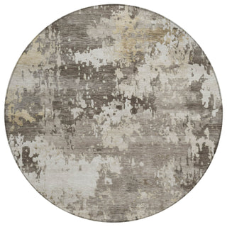 Piper Looms Chantille Abstract ACN2142 Taupe Machine Washable Area Rug Round Main Image