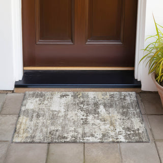 Piper Looms Chantille Abstract ACN2142 Taupe Machine Washable Area Rug Scatter Outdoor Lifestyle Image Feature