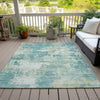 Piper Looms Chantille Abstract ACN2142 Teal Machine Washable Area Rug Outdoor Lifestyle Image Feature