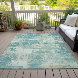 Piper Looms Chantille Abstract ACN2142 Teal Machine Washable Area Rug Outdoor Lifestyle Image Feature