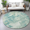 Piper Looms Chantille Abstract ACN2142 Teal Machine Washable Area Rug Round Lifestyle Image Feature