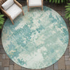 Piper Looms Chantille Abstract ACN2142 Teal Machine Washable Area Rug Round Outdoor Lifestyle Image Feature