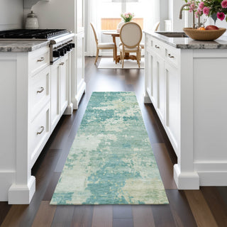 Piper Looms Chantille Abstract ACN2142 Teal Machine Washable Area Rug Runner Lifestyle Image Feature