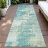 Piper Looms Chantille Abstract ACN2142 Teal Machine Washable Area Rug Runner Outdoor Lifestyle Image Feature