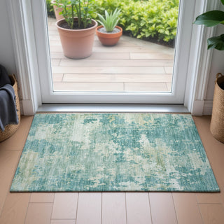 Piper Looms Chantille Abstract ACN2142 Teal Machine Washable Area Rug Scatter Lifestyle Image Feature