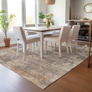 Piper Looms Chantille Abstract ACN2143 Brown Machine Washable Area Rug Lifestyle Image Feature