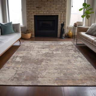 Piper Looms Chantille Abstract ACN2143 Brown Machine Washable Area Rug Lifestyle Image Feature