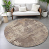 Piper Looms Chantille Abstract ACN2143 Brown Machine Washable Area Rug Round Lifestyle Image Feature
