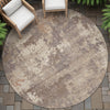 Piper Looms Chantille Abstract ACN2143 Brown Machine Washable Area Rug Round Outdoor Lifestyle Image Feature