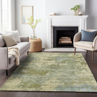 Piper Looms Chantille Abstract ACN2143 Green Machine Washable Area Rug Lifestyle Image Feature