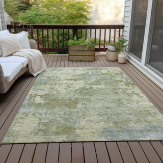Piper Looms Chantille Abstract ACN2143 Green Machine Washable Area Rug Outdoor Lifestyle Image Feature