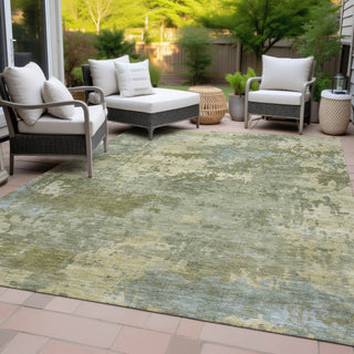 Piper Looms Chantille Abstract ACN2143 Green Machine Washable Area Rug Outdoor Lifestyle Image Feature