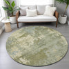 Piper Looms Chantille Abstract ACN2143 Green Machine Washable Area Rug Round Lifestyle Image Feature