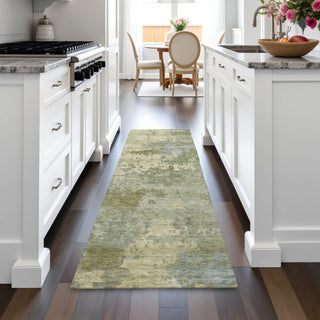 Piper Looms Chantille Abstract ACN2143 Green Machine Washable Area Rug Runner Lifestyle Image Feature