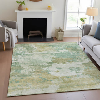 Piper Looms Chantille Abstract ACN2144 Aloe Machine Washable Area Rug Lifestyle Image Feature