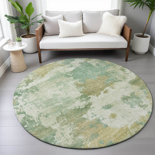Piper Looms Chantille Abstract ACN2144 Aloe Machine Washable Area Rug Round Lifestyle Image Feature