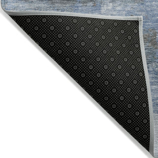 Piper Looms Chantille Abstract ACN2144 Blue Machine Washable Area Rug Backing Image