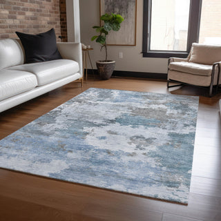 Piper Looms Chantille Abstract ACN2144 Blue Machine Washable Area Rug Lifestyle Image Feature