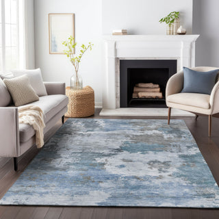 Piper Looms Chantille Abstract ACN2144 Blue Machine Washable Area Rug Lifestyle Image Feature