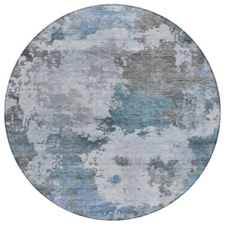 Piper Looms Chantille Abstract ACN2144 Blue Machine Washable Area Rug Round Main Image