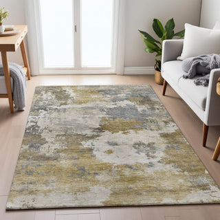Piper Looms Chantille Abstract ACN2144 Brown Machine Washable Area Rug Lifestyle Image Feature