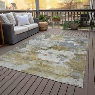 Piper Looms Chantille Abstract ACN2144 Brown Machine Washable Area Rug Outdoor Lifestyle Image Feature