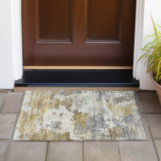 Piper Looms Chantille Abstract ACN2144 Brown Machine Washable Area Rug Scatter Outdoor Lifestyle Image Feature