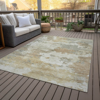 Piper Looms Chantille Abstract ACN2144 Khaki Machine Washable Area Rug Outdoor Lifestyle Image Feature