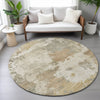 Piper Looms Chantille Abstract ACN2144 Khaki Machine Washable Area Rug Round Lifestyle Image Feature