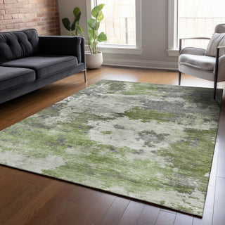 Piper Looms Chantille Abstract ACN2144 Olive Machine Washable Area Rug Lifestyle Image Feature