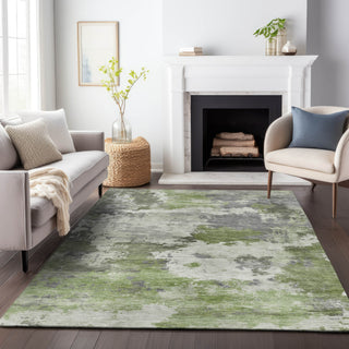 Piper Looms Chantille Abstract ACN2144 Olive Machine Washable Area Rug Lifestyle Image Feature
