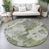 Piper Looms Chantille Abstract ACN2144 Olive Machine Washable Area Rug Round Lifestyle Image Feature