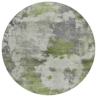 Piper Looms Chantille Abstract ACN2144 Olive Machine Washable Area Rug Round Main Image