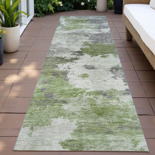 Piper Looms Chantille Abstract ACN2144 Olive Machine Washable Area Rug Runner Outdoor Lifestyle Image Feature