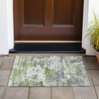 Piper Looms Chantille Abstract ACN2144 Olive Machine Washable Area Rug Scatter Outdoor Lifestyle Image Feature