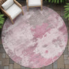 Piper Looms Chantille Abstract ACN2144 Pink Machine Washable Area Rug Round Outdoor Lifestyle Image Feature