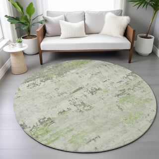 Piper Looms Chantille Abstract ACN2145 Aloe Machine Washable Area Rug Round Lifestyle Image Feature