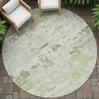 Piper Looms Chantille Abstract ACN2145 Aloe Machine Washable Area Rug Round Outdoor Lifestyle Image Feature