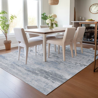 Piper Looms Chantille Abstract ACN2145 Blue Machine Washable Area Rug Lifestyle Image Feature
